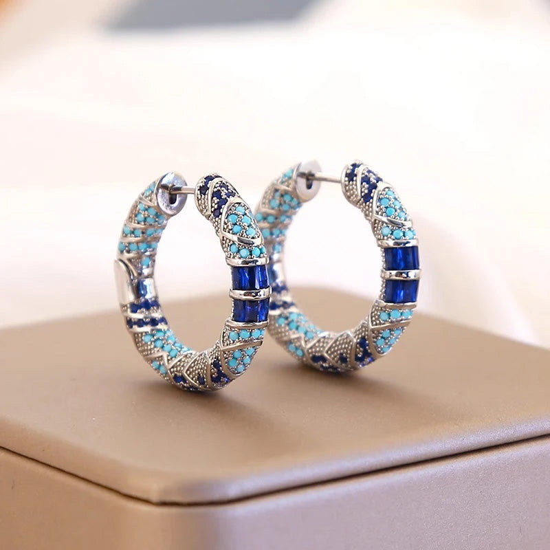 Sienna Azure Hoop Earrings
