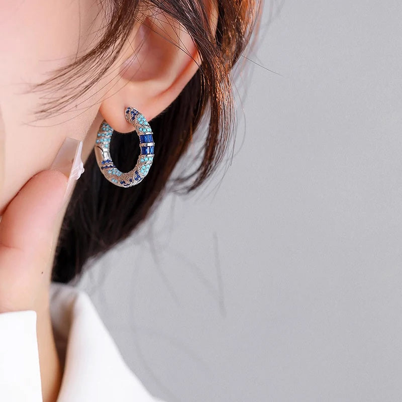 Sienna Azure Hoop Earrings