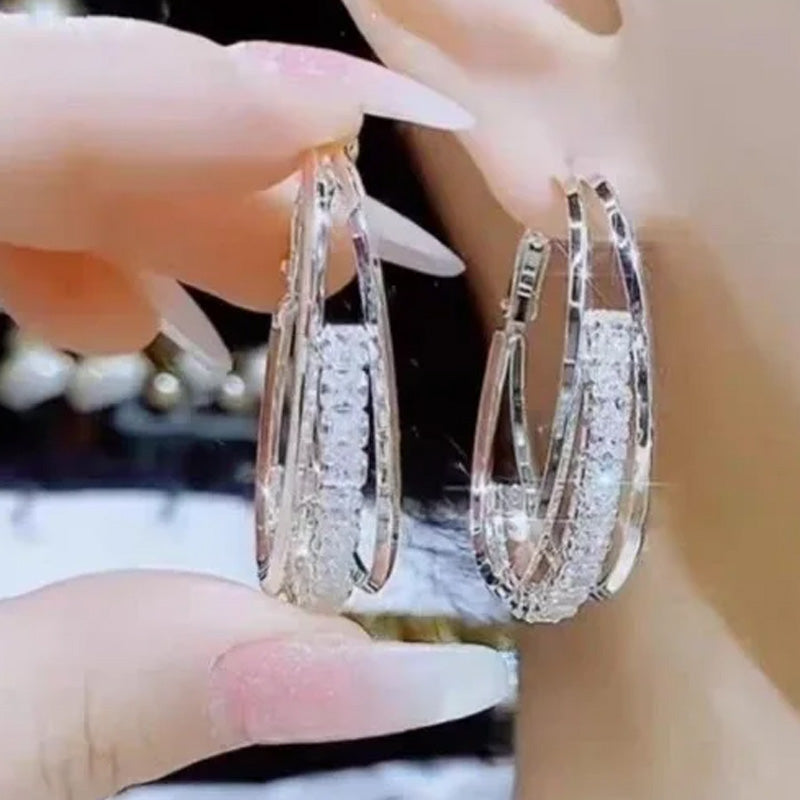 Duo Crystal Hoop Earrings