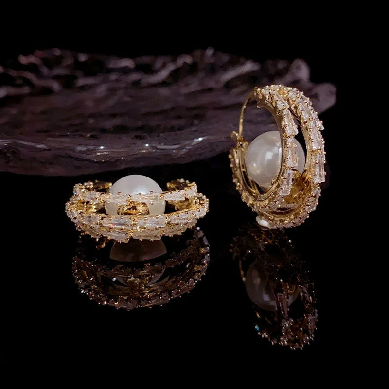 Chloe Pearl Halo Hoops