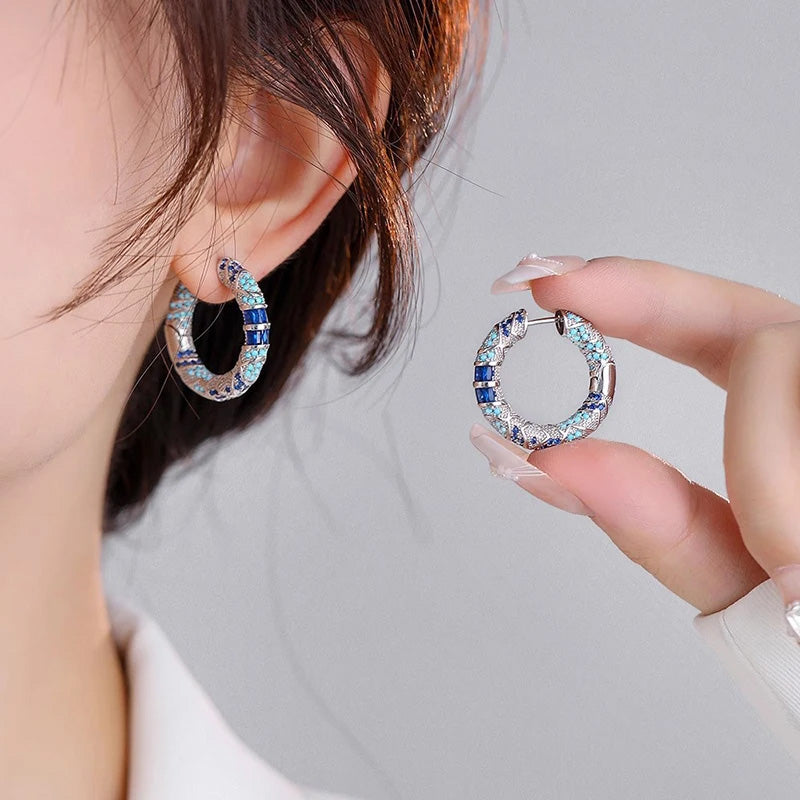 Sienna Azure Hoop Earrings