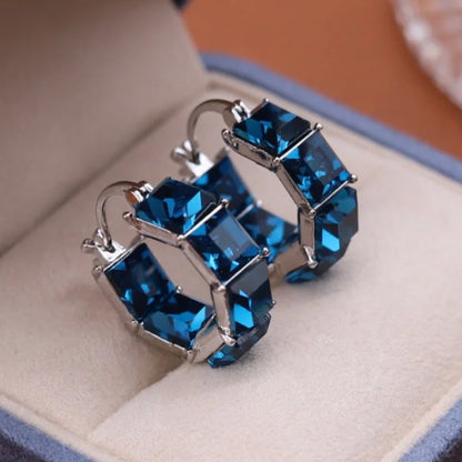 Elara Crystal Link Hoop Earrings