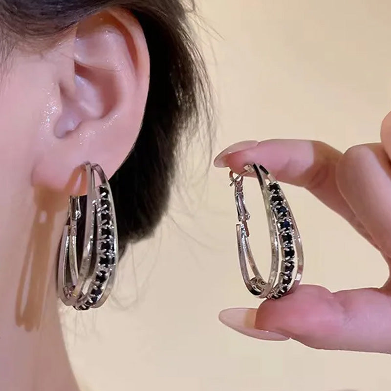 Duo Crystal Hoop Earrings