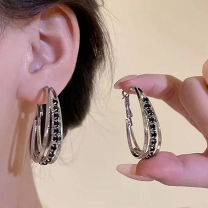 Duo Crystal Hoop Earrings