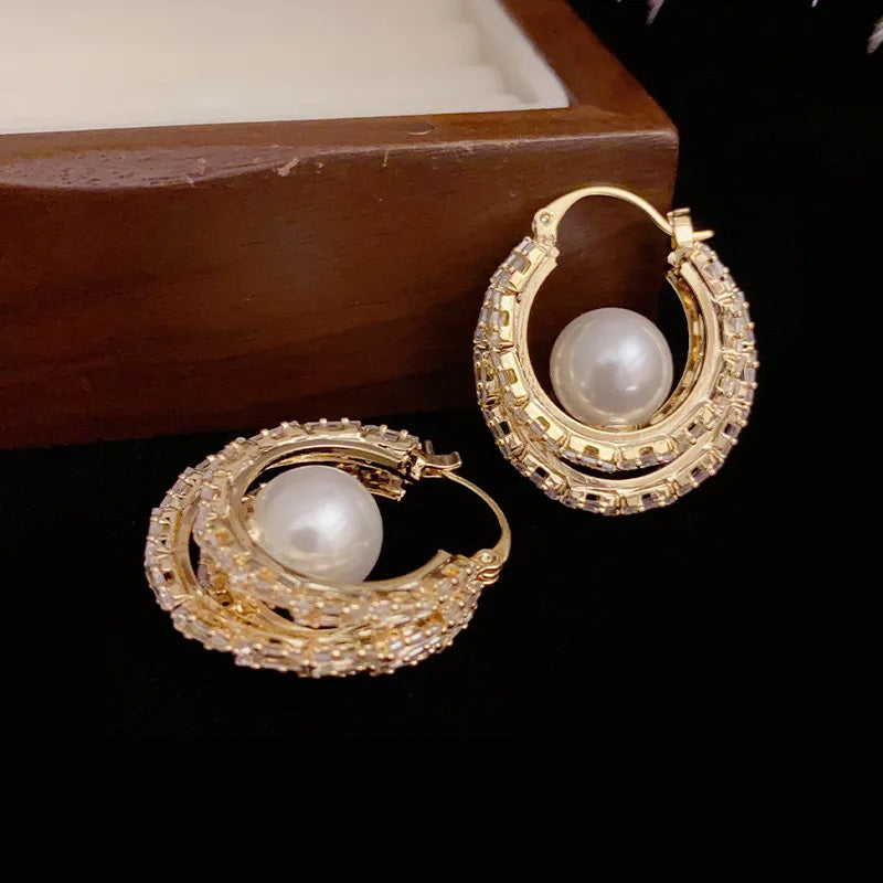 Chloe Pearl Halo Hoops