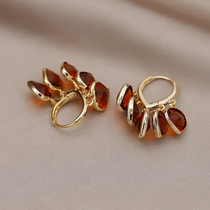 Ruby Gem Drop Huggie Earrings