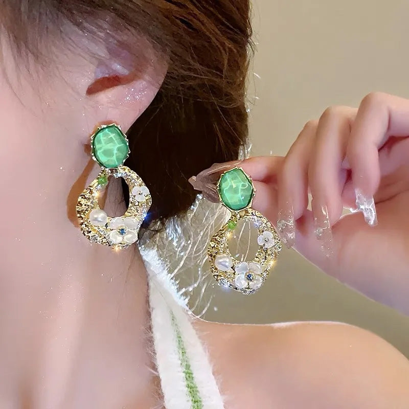 Willow Emerald Bloom Earrings