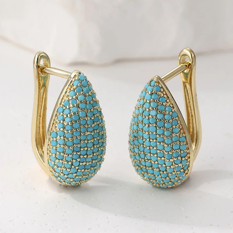 Dora Turquoise Teardrop Hoops