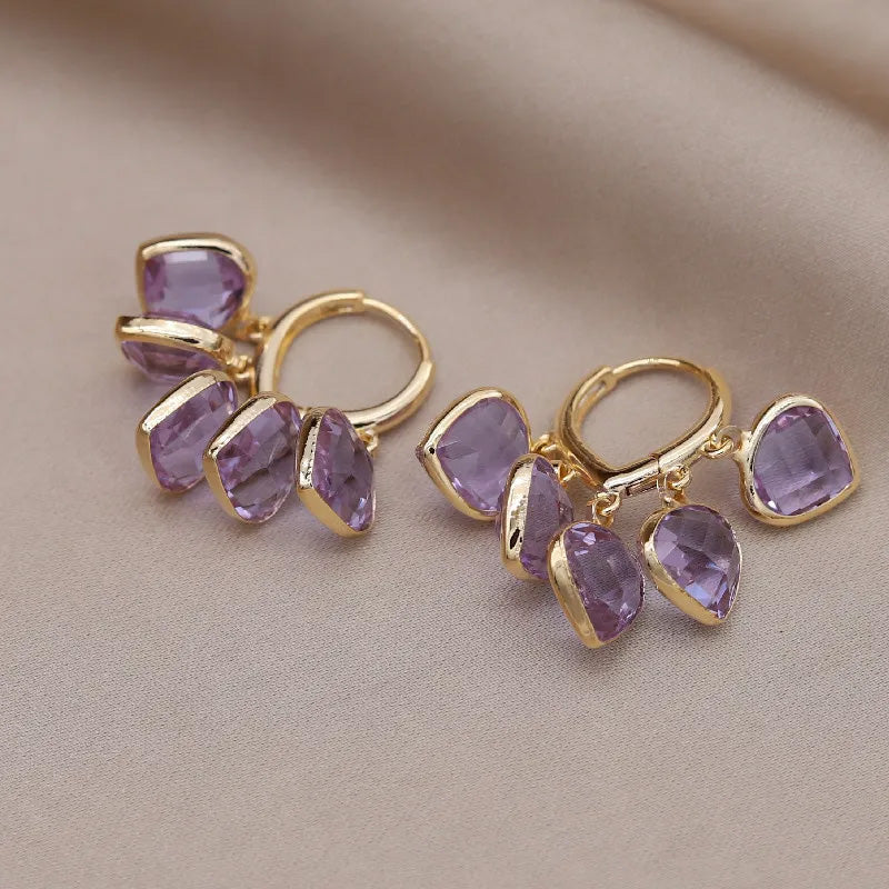 Ruby Gem Drop Huggie Earrings