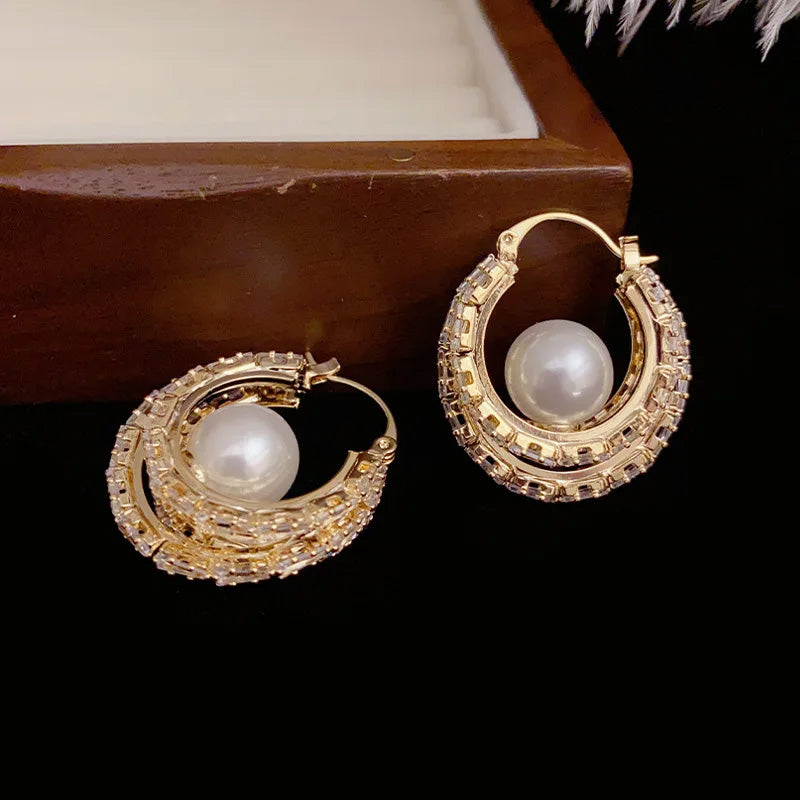 Chloe Pearl Halo Hoops