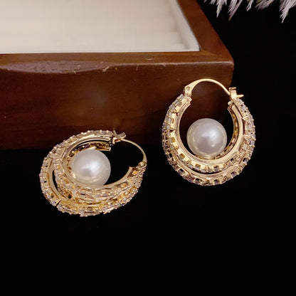 Chloe Pearl Halo Hoops