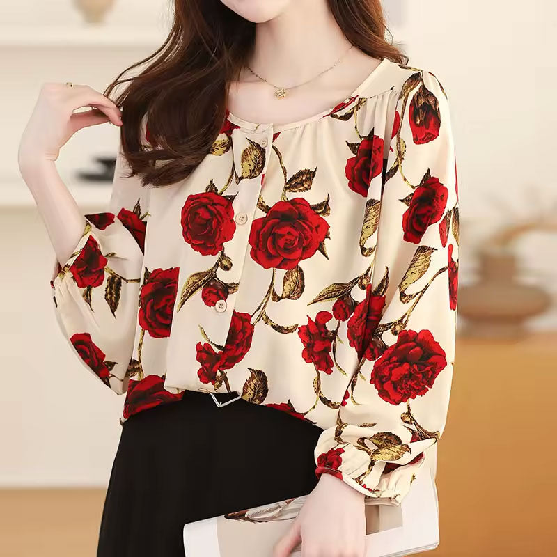 Rose Button-Up Blouse