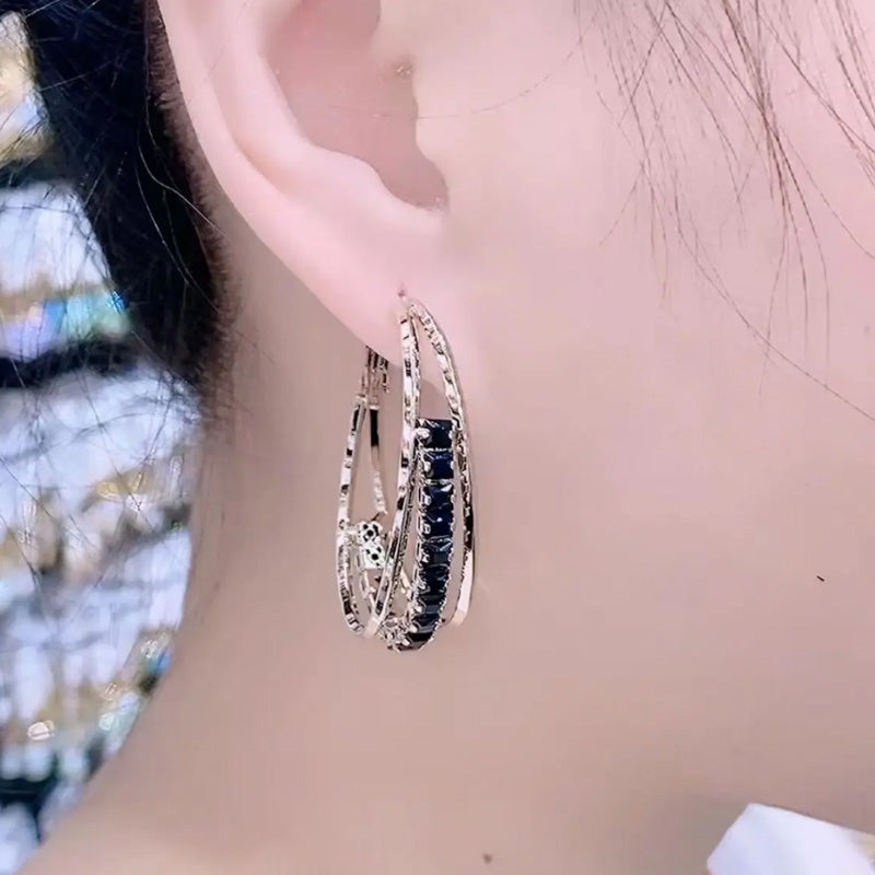 Duo Crystal Hoop Earrings