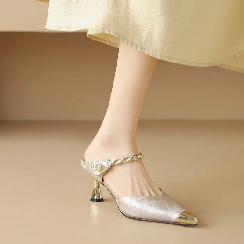 Gilded Pearl Twist Mule