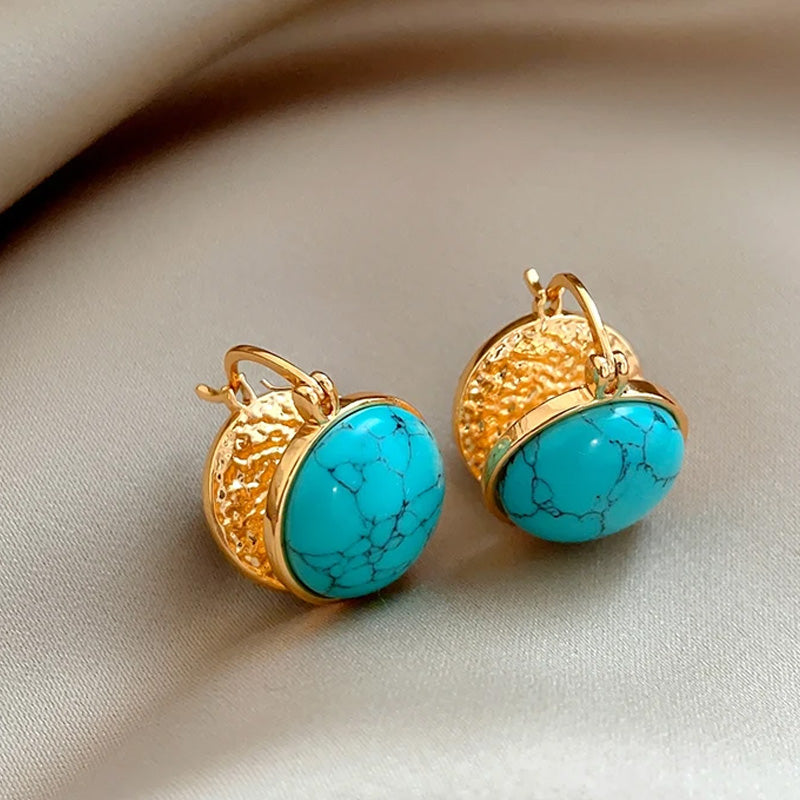 Brooke Turquoise Halo Hoops