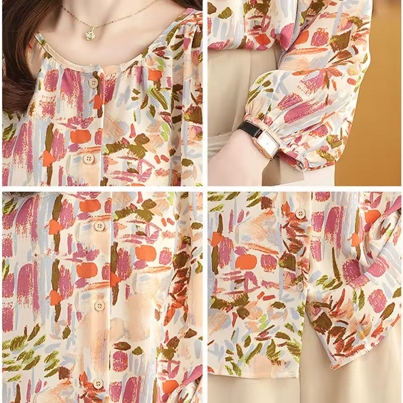 Nova Abstract Long-Sleeve Blouse