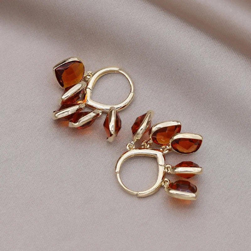 Ruby Gem Drop Huggie Earrings