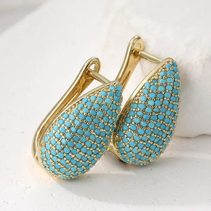 Dora Turquoise Teardrop Hoops