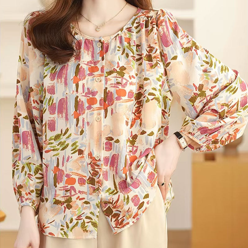 Nova Abstract Long-Sleeve Blouse