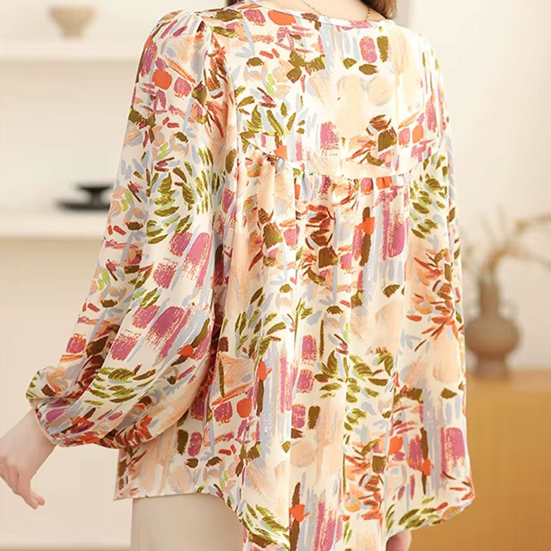 Nova Abstract Long-Sleeve Blouse