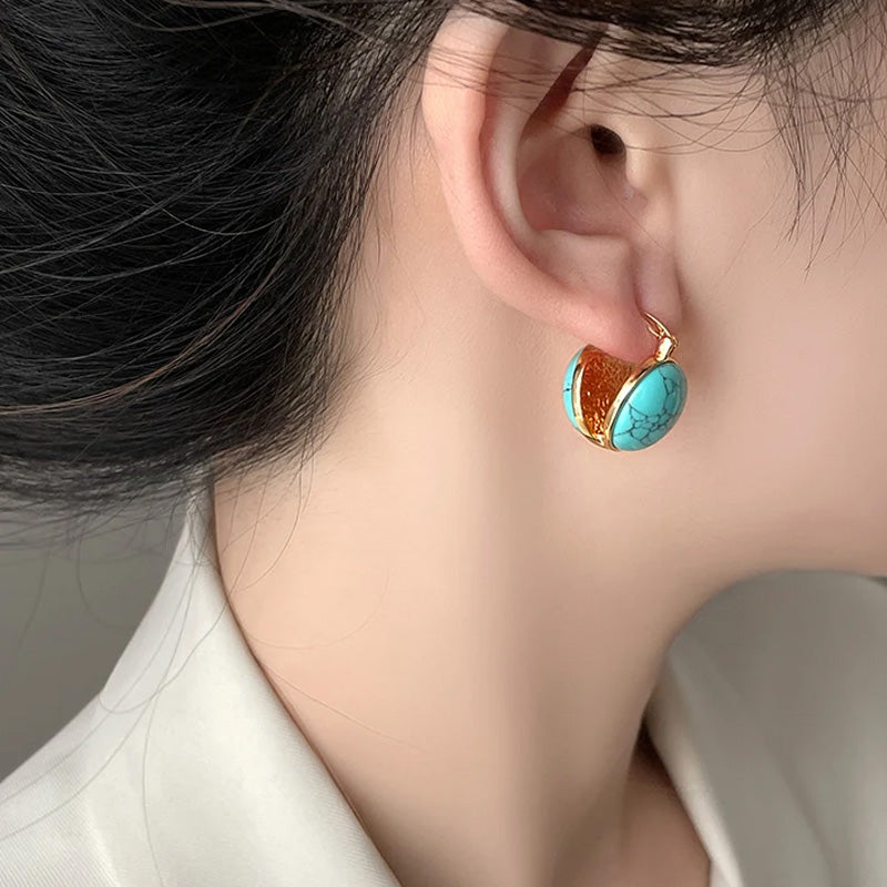 Brooke Turquoise Halo Hoops