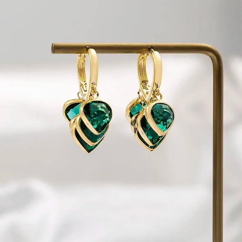 Ruby Gem Drop Huggie Earrings