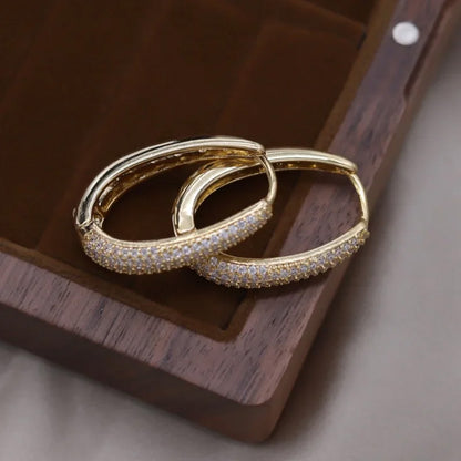 Harper Oval Pavé Hoop Earrings