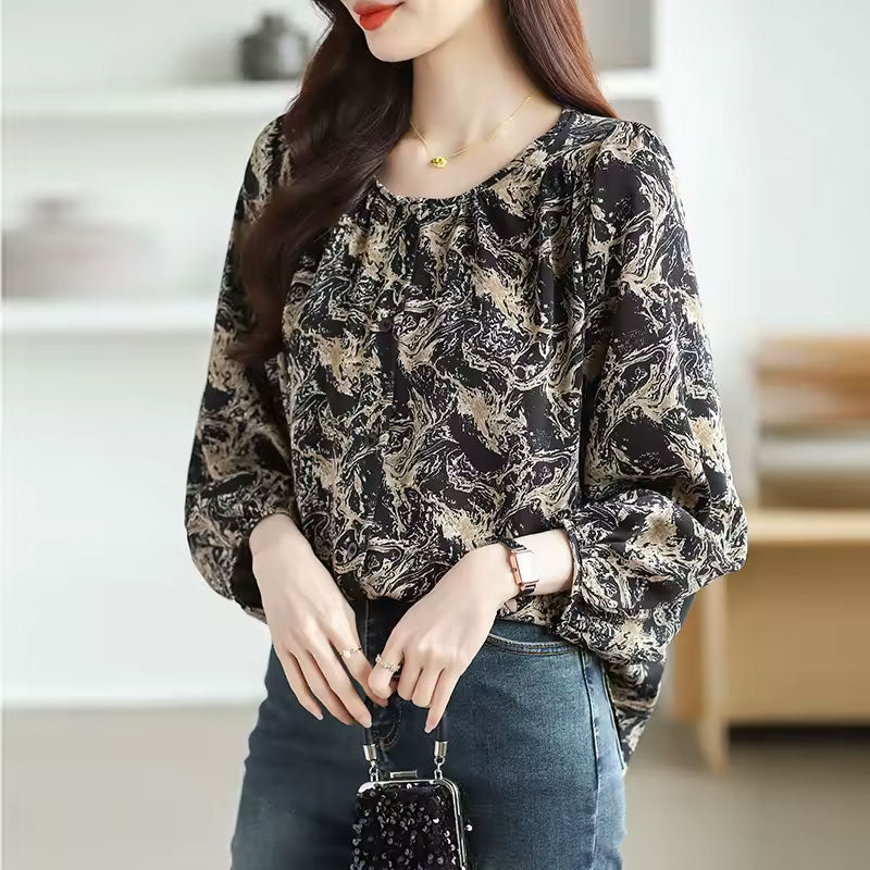 Nova Abstract Long-Sleeve Blouse