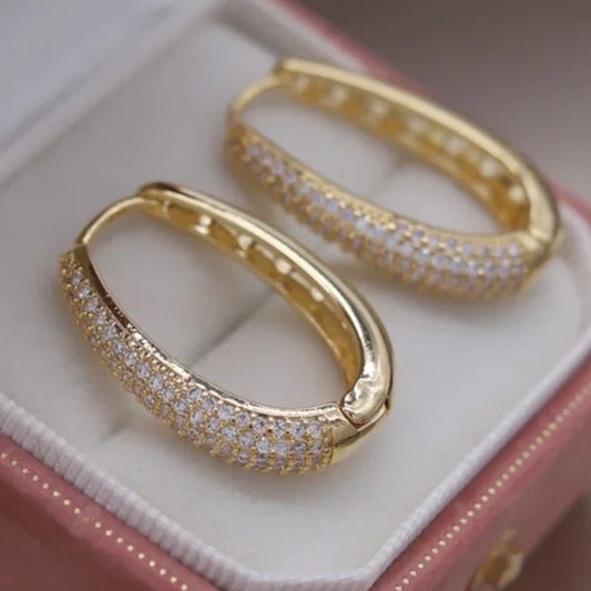 Harper Oval Pavé Hoop Earrings