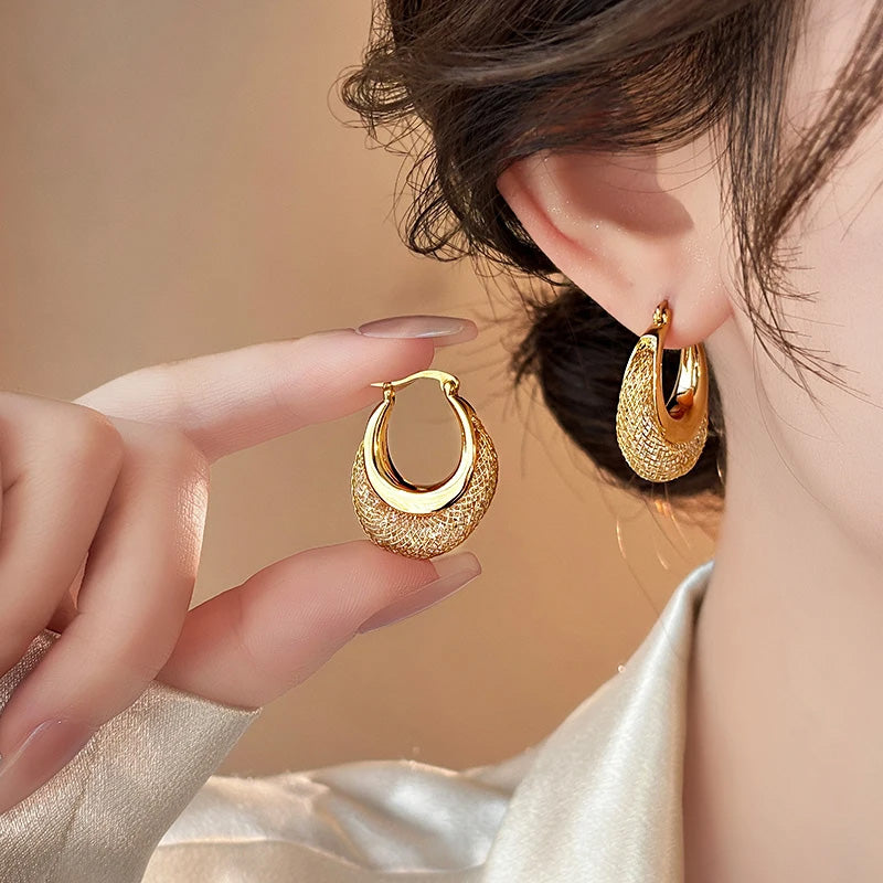 Sienna Gold Weave Hoops