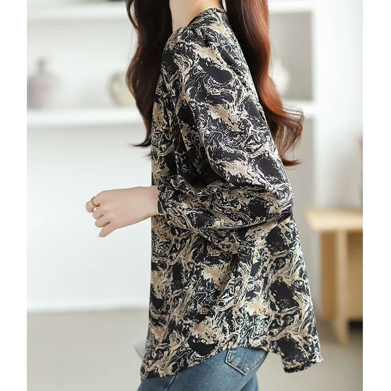 Nova Abstract Long-Sleeve Blouse