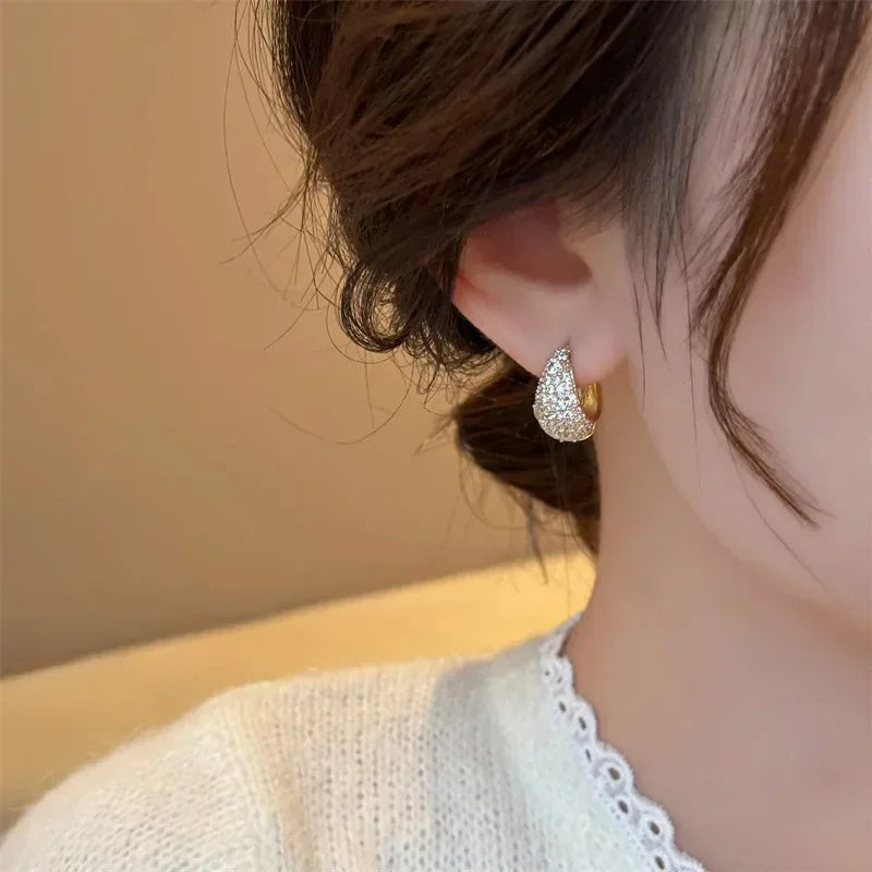 Chloe Crystal Teardrop Huggie Earrings