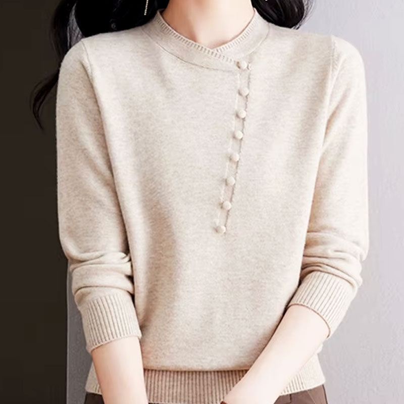 Emilia Asymmetrical Button Knit Sweater
