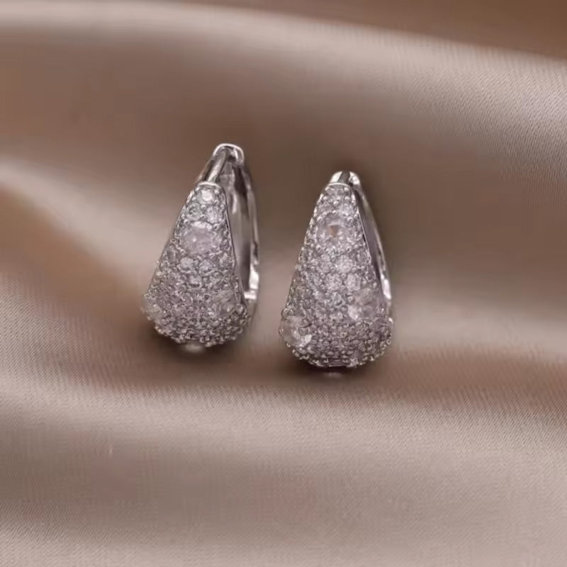Chloe Crystal Teardrop Huggie Earrings