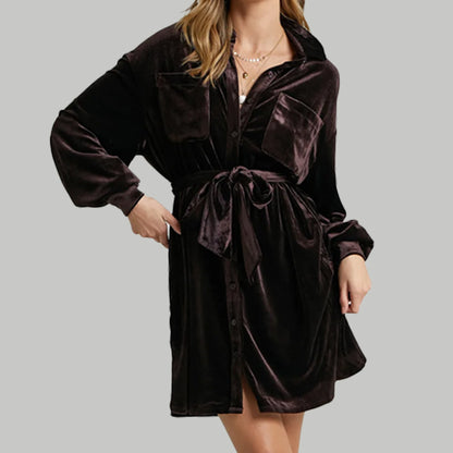 Ava Velvet Shirt Dress