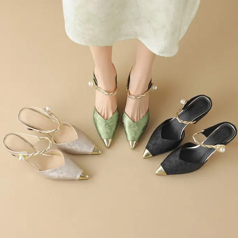 Gilded Pearl Twist Mule