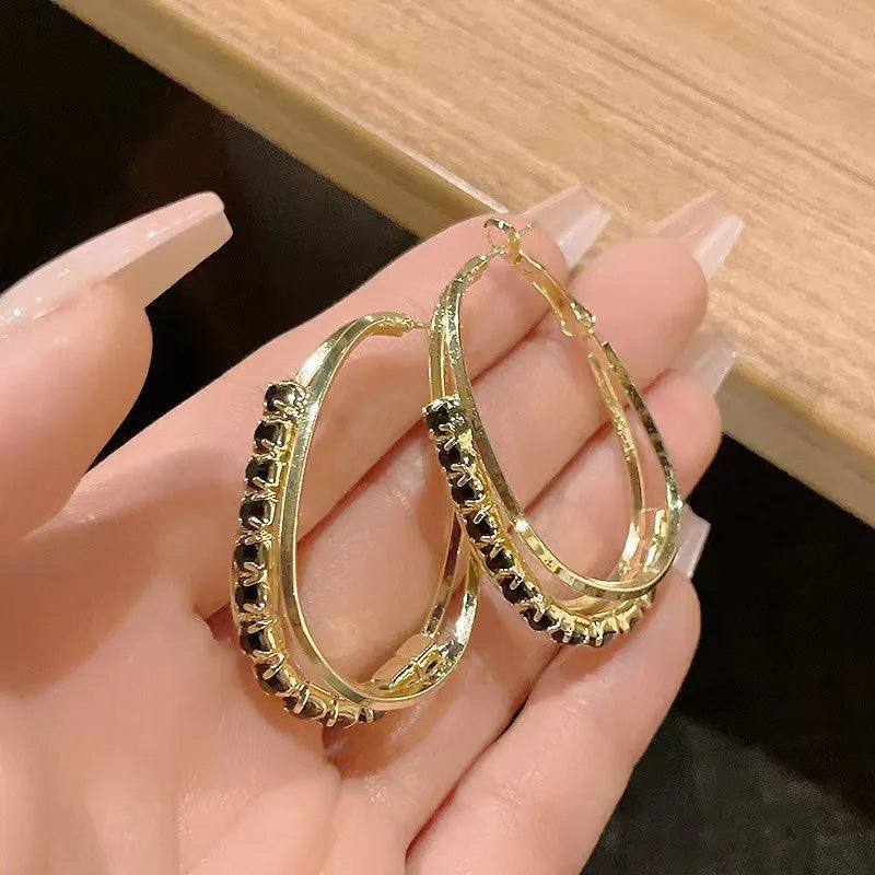 Duo Crystal Hoop Earrings