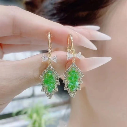 Crystal Leaf Drop Earrings