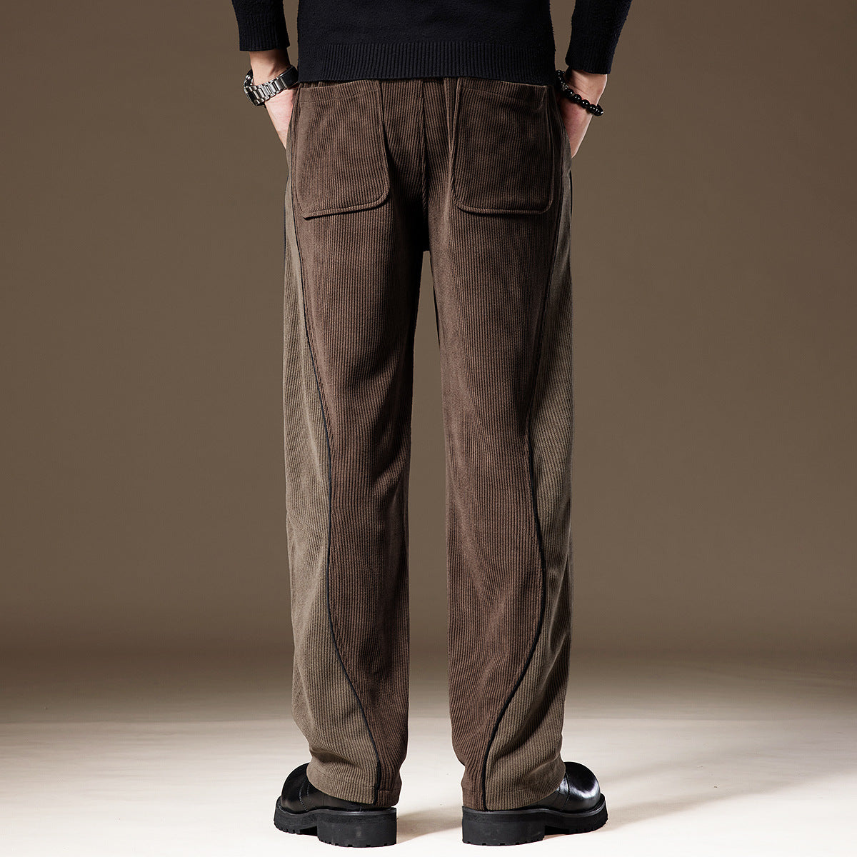 Dual-Tone Corduroy Pants