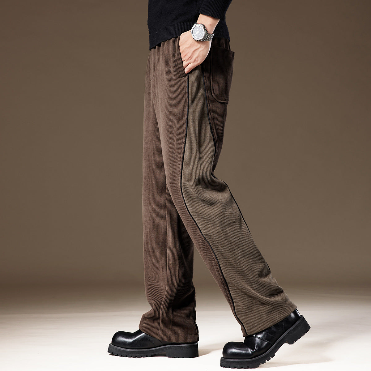 Dual-Tone Corduroy Pants