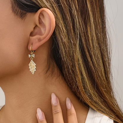 Crystal Leaf Drop Earrings