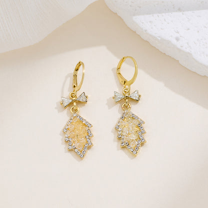 Crystal Leaf Drop Earrings