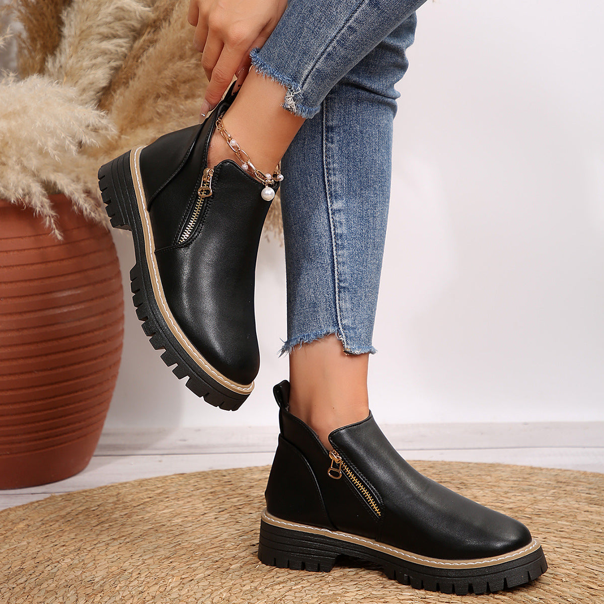Harper Zip Ankle Boots