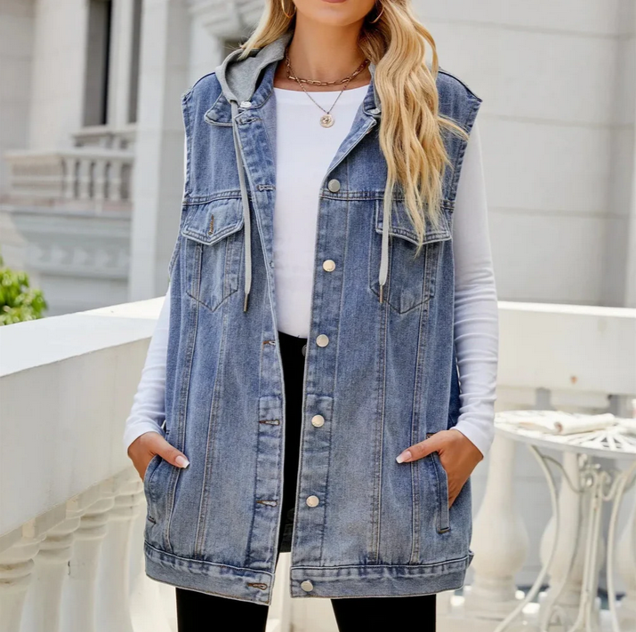 Luna Hooded Denim Vest