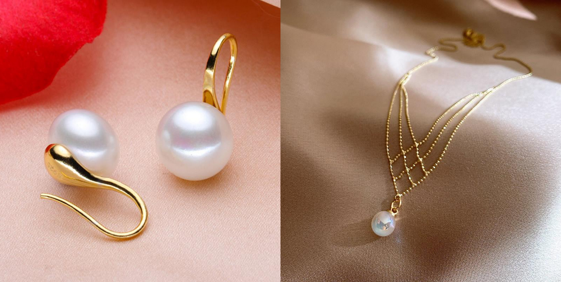 Anna Gold Pearl Set
